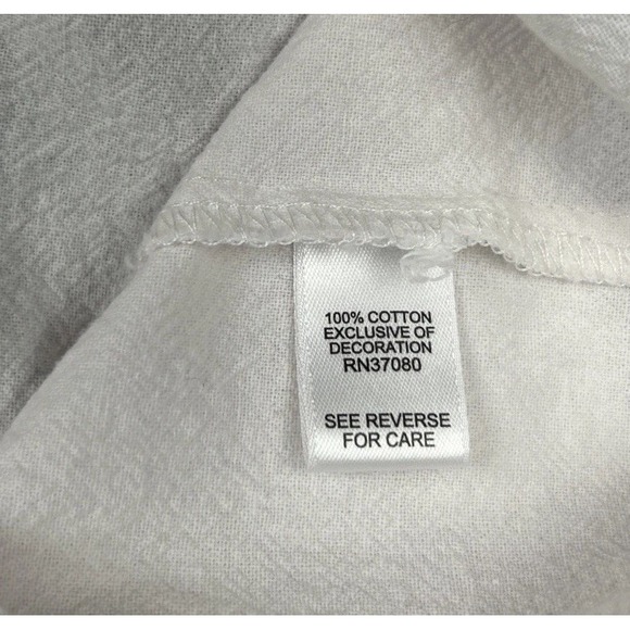 Women's Small Blouse‎ White Embroidered Button Front 3/4 Puff Sleeve Boho Hippie - Picture 7 of 7